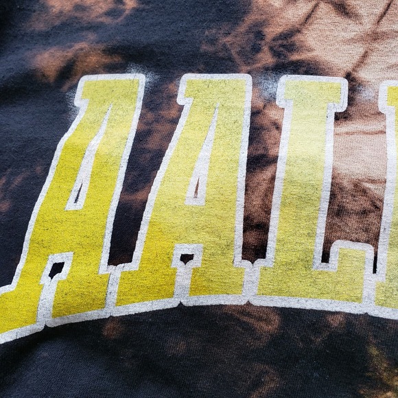 AALIYAH 90's Hip Hop Artist Brown Tie Dye Long Sleeve Shirt Size X-Large Adult - Picture 4 of 9